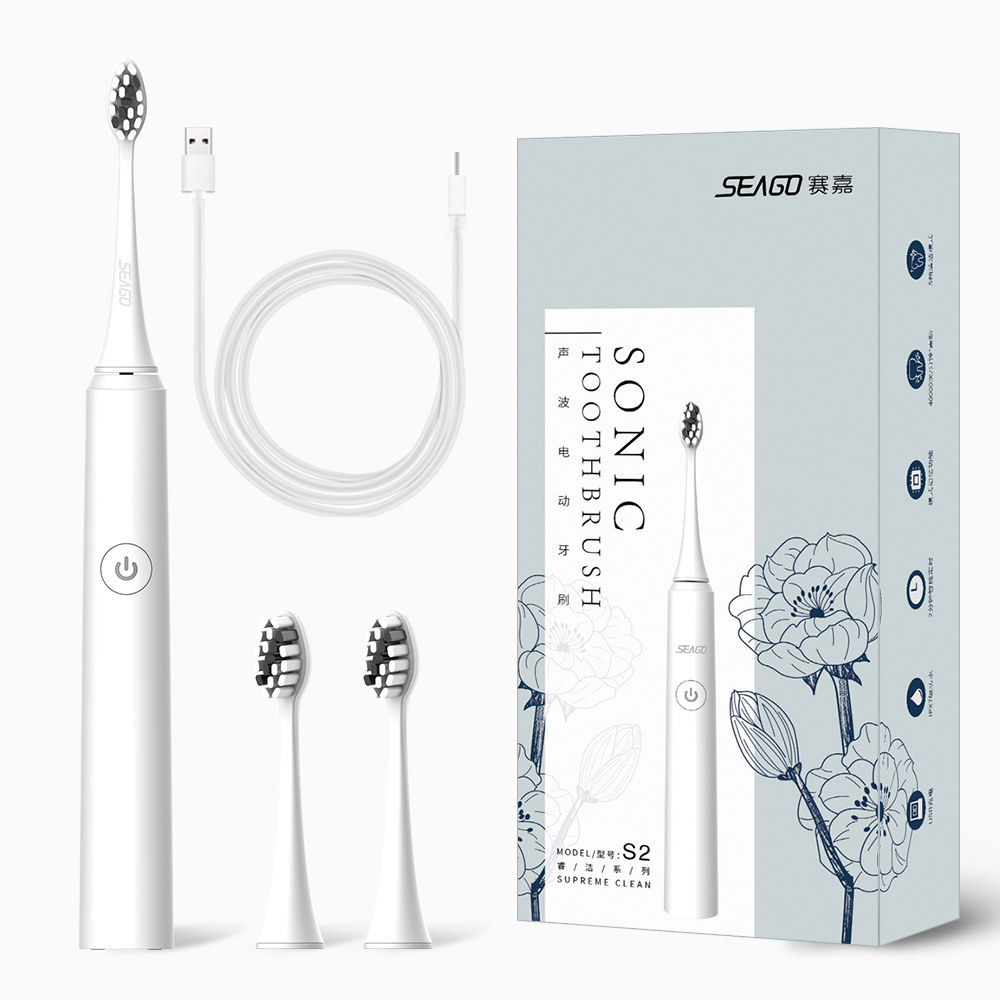 Оптовая продажа от производителя SEAGO SG972D с 2 головками для взрослых, USB перезаряжаемая электрическая звуковая зубная щетка