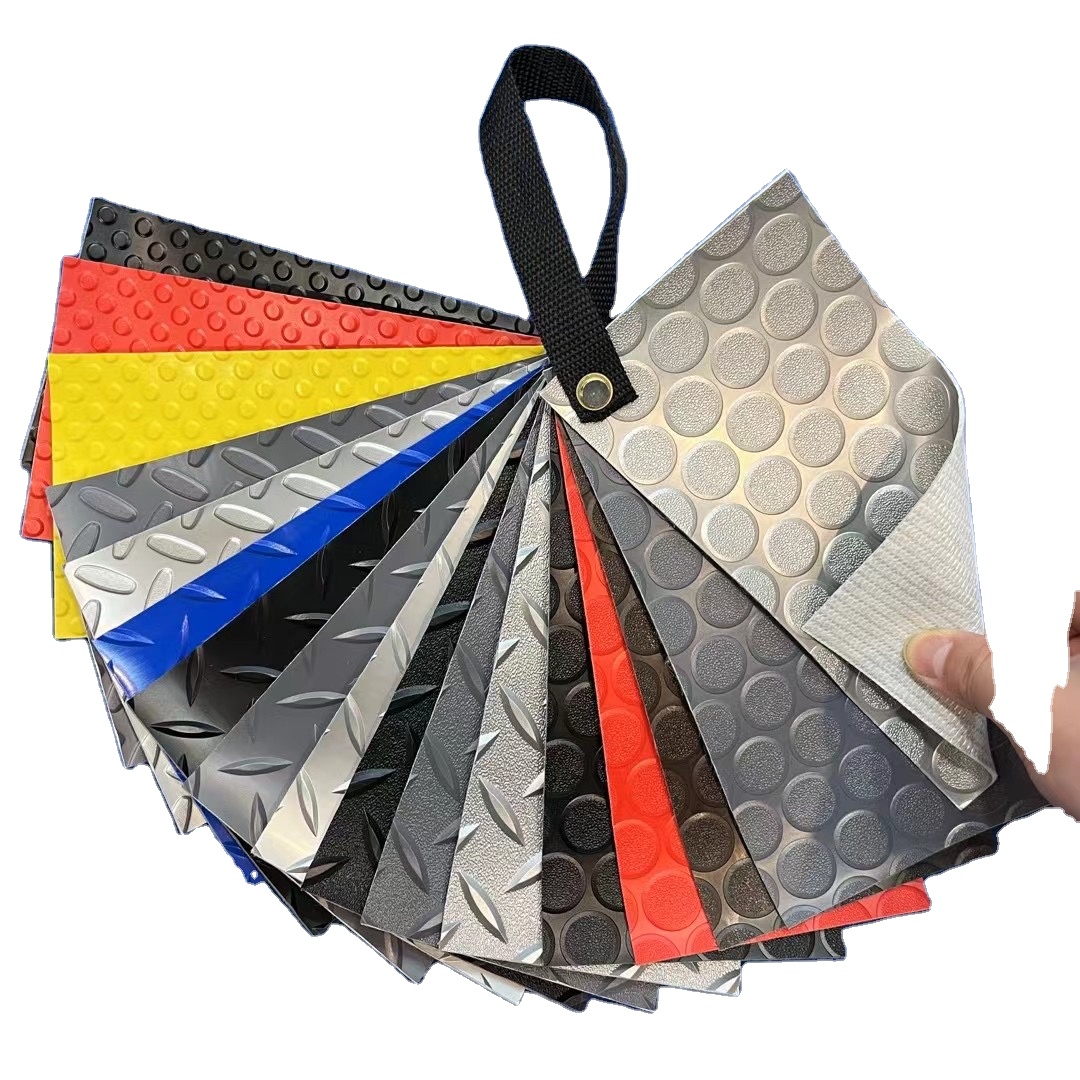 Emboss Design Anti Slip Pvc Cars Floor Mat Covering Garage Diamond Plate Coin Plastic Flooring Vinyl Roll for Workshop