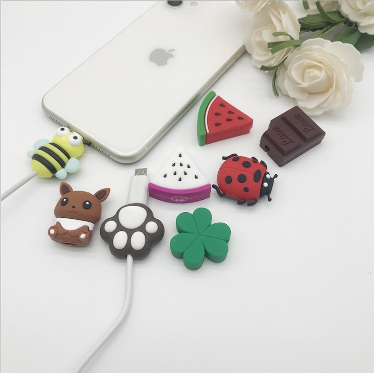 Cartoon Data Cable Doll Silicone Bite Data Cable Protective Cover Anti-breakage Charging Cable Protector
