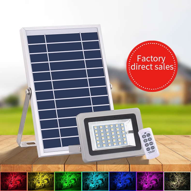 Hot Sale 20W IP66 Waterproof LED RGB Solar Flood Light Outdoor Color Changing Solar RGB Flood Light
