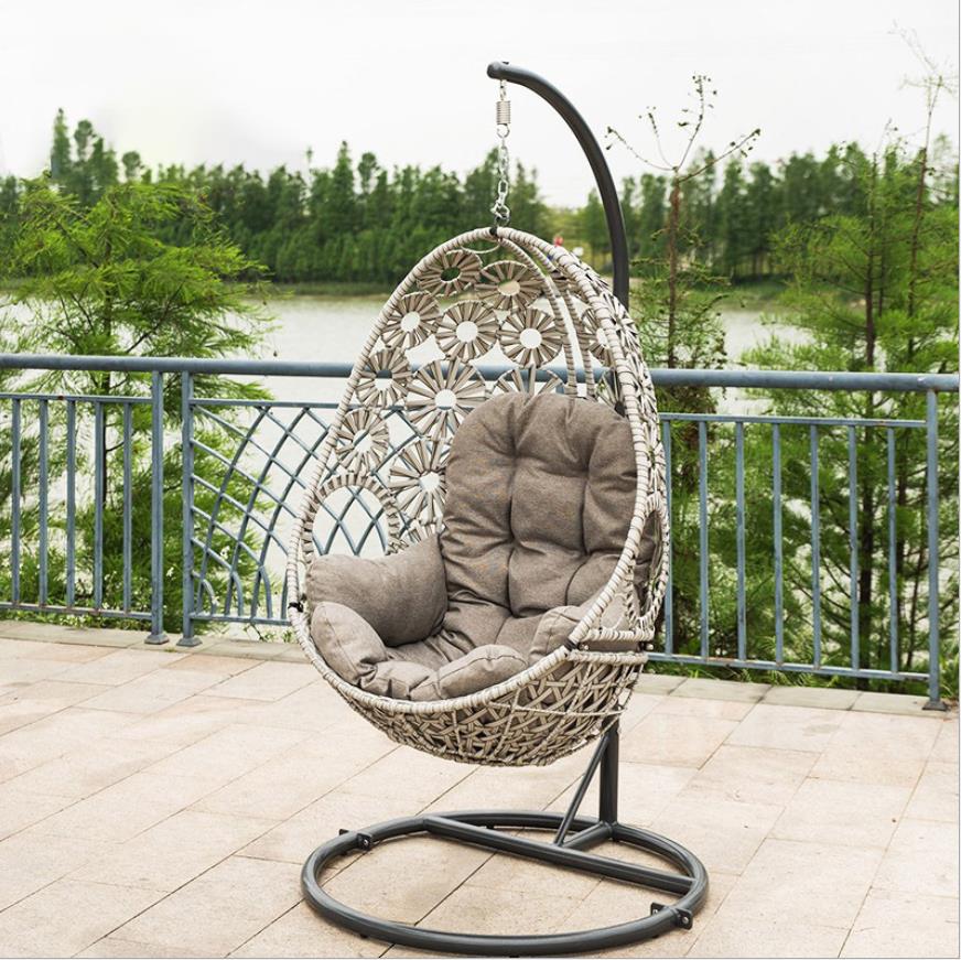 Outdoor Double/Single Seat Pink Black Bag Green Garden Furniture Rattan Patio Swings Hanging Egg Chair with Stand