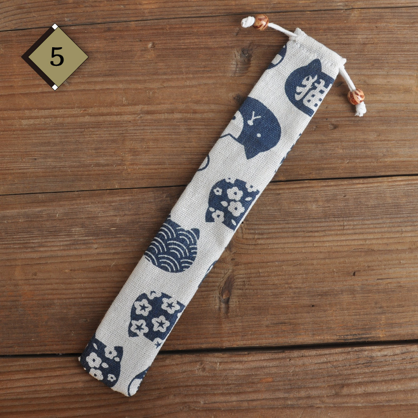 Custom Designed Knife Chef Pouches Sale Baby Food Spoon Pouch Canvas Case Chinese Cotton Linen Chopsticks Fork Storage Bag