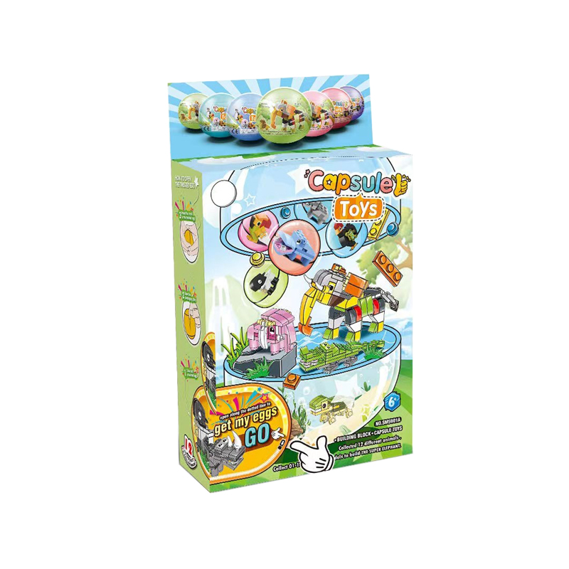 Popular surprise blind box small particle building blocks twisted egg animal car series children's educational toys