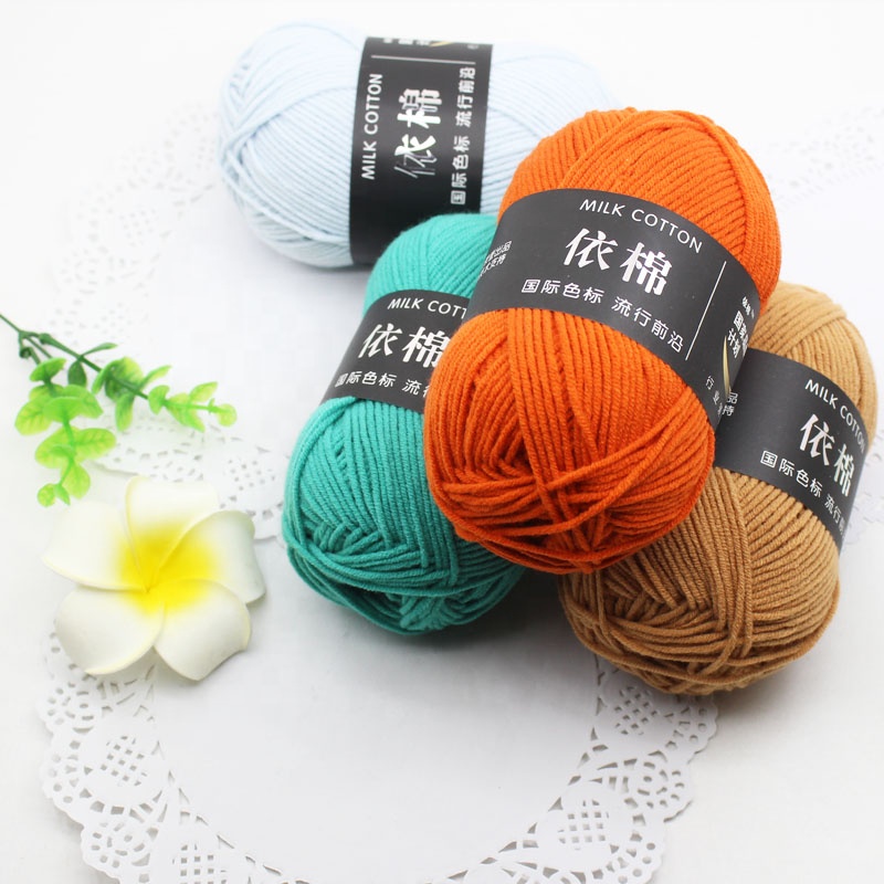 hot sale various colors soft worsted 4ply milk cotton yarn 50g crochet hand knitting baby acrylic blended yarn