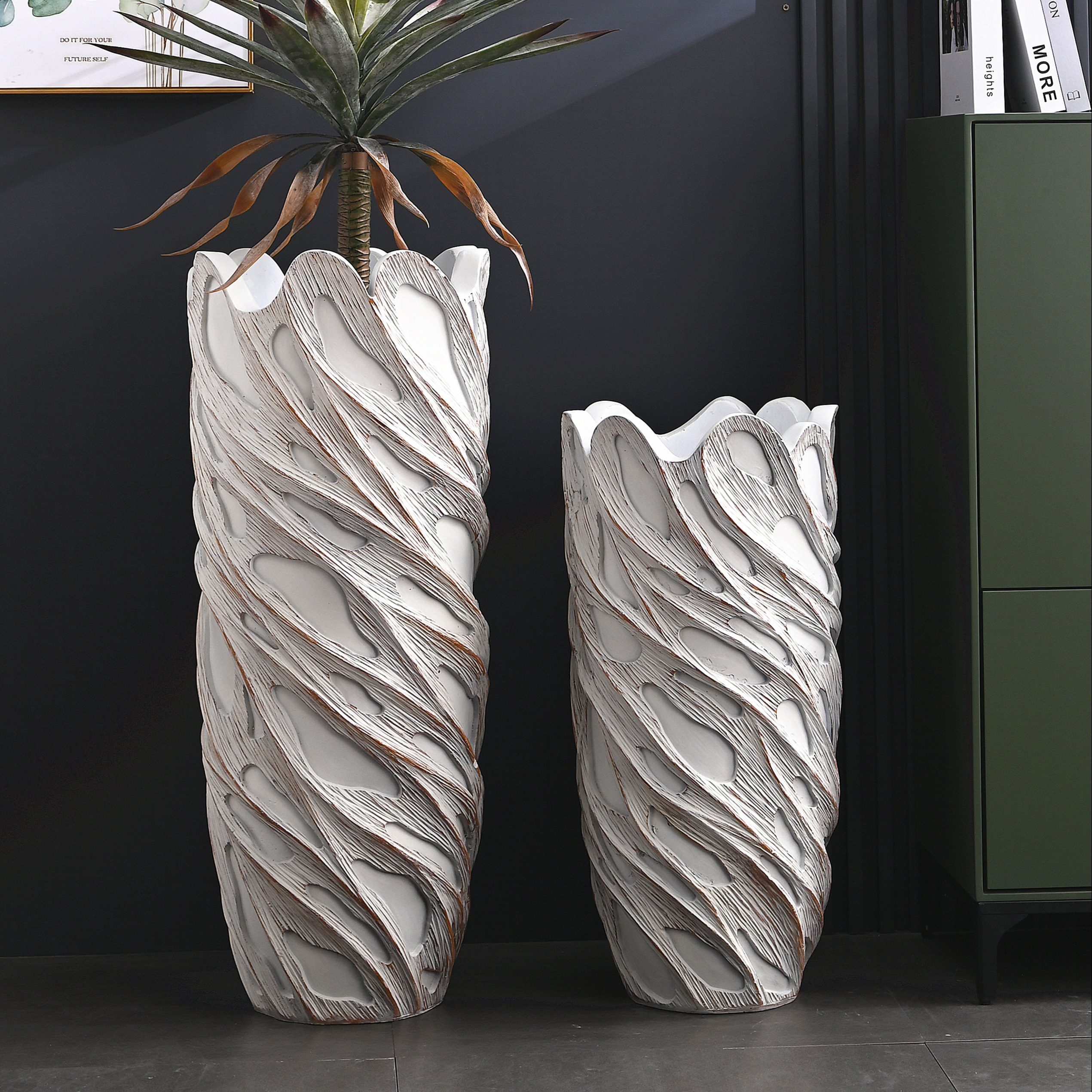 large outdoor vases for shipping mansion,european-style floor vase,luxury white resin flower vase