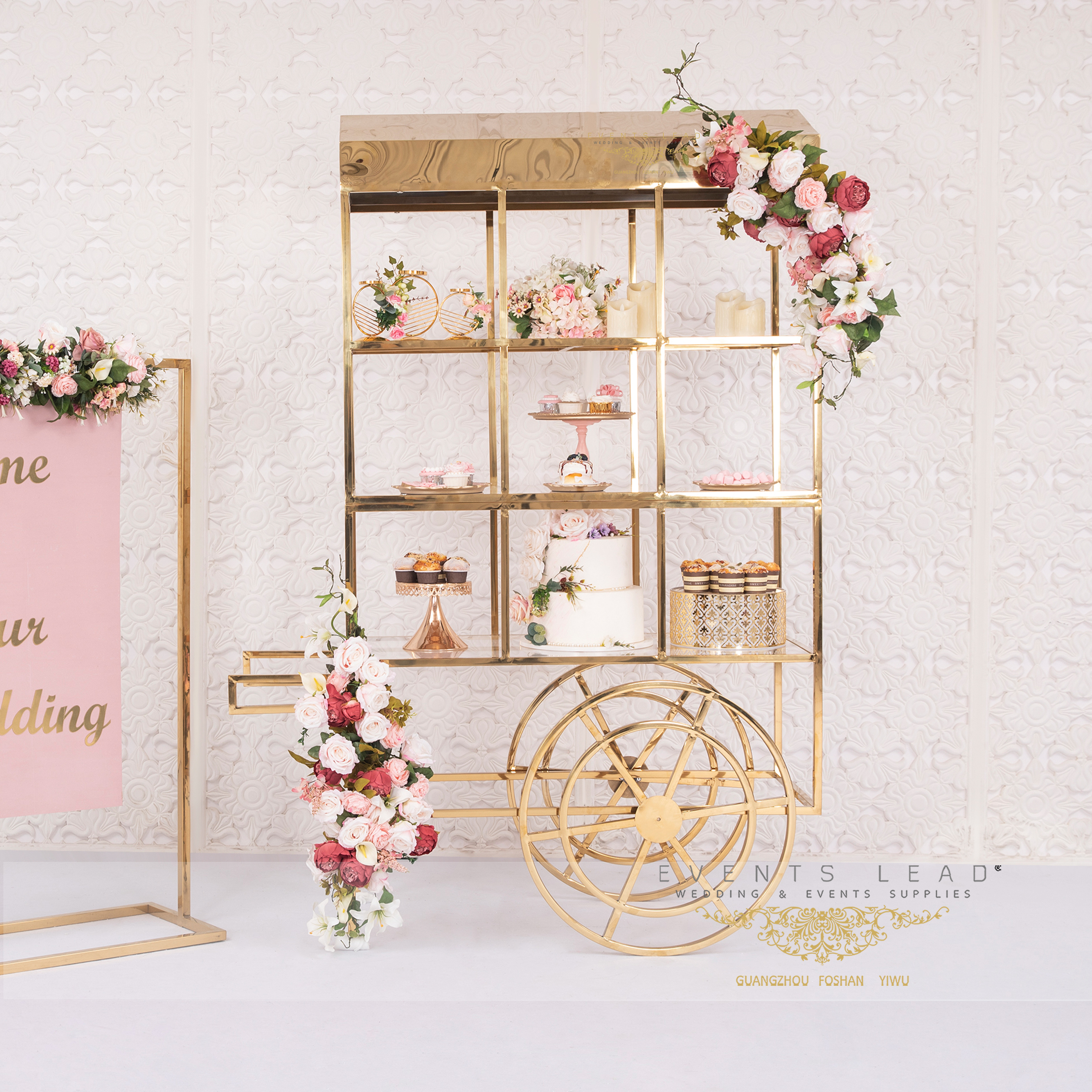 Золотой события поставки Baby Shower украшения PAGONI конфетная тележка