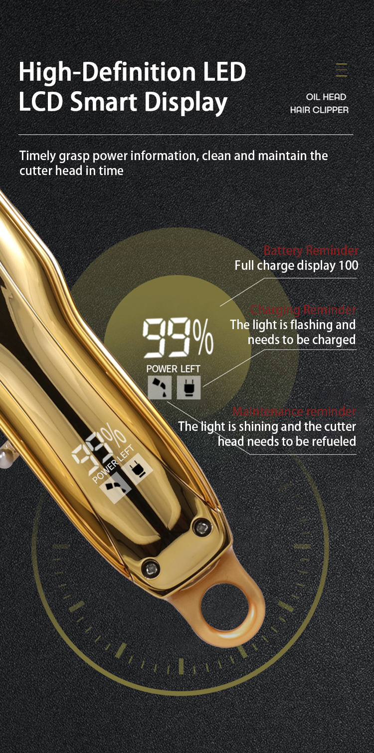 AIWO Factory Wholesale New Hair Trimmer Usb Charge Hair Clipper Wireless Lcd Battery Display Salon Cordless Clipper