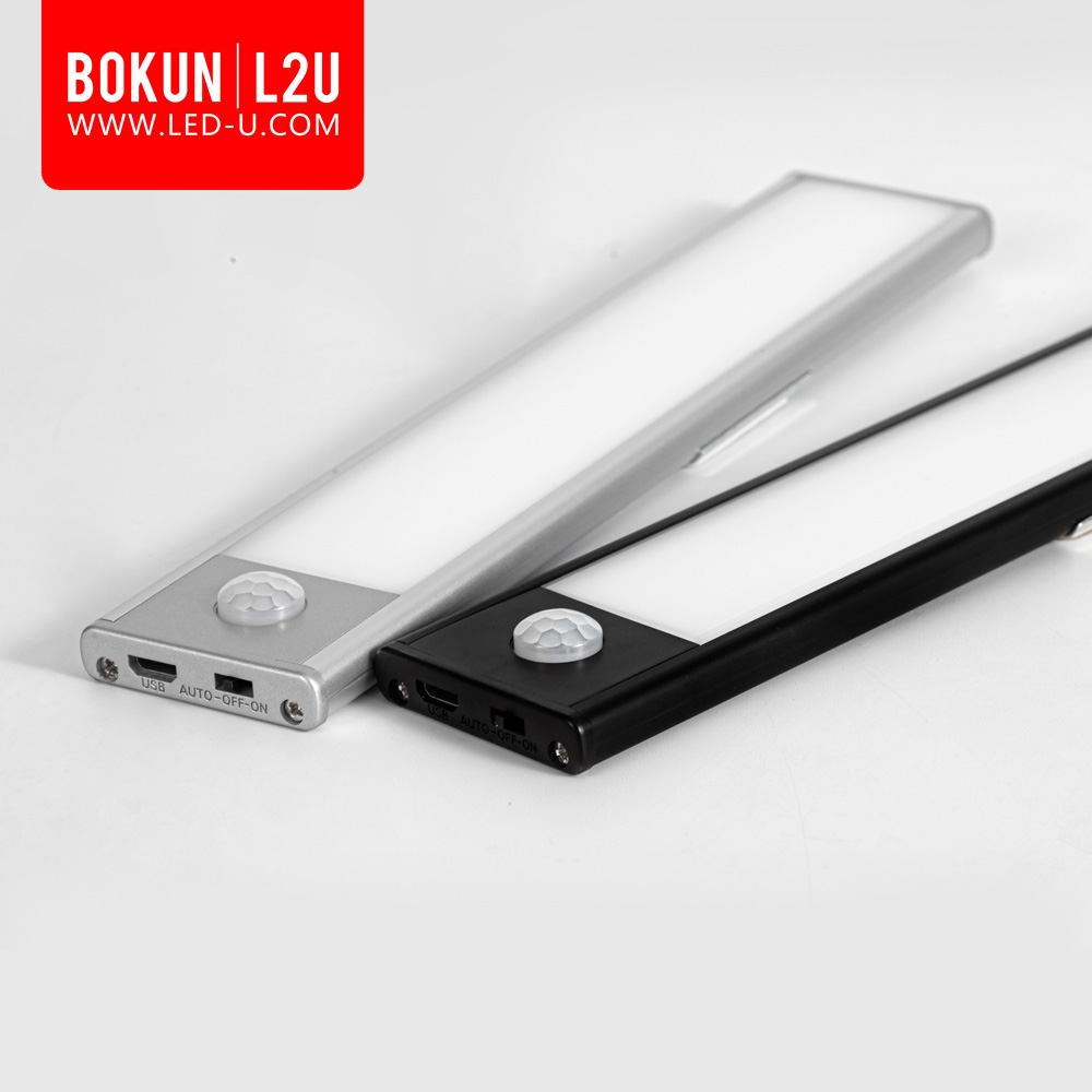BOKUN USB Powered Body PIR Sensor Led Lights Led Cabinet Light for Kitchen Counter Clear Luminous Warodrobe Light