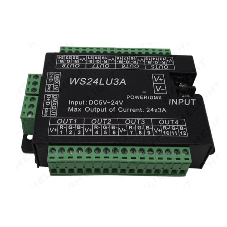DMX512 декодер 24-канальный красочные огни RGB с сценические освещения led контроллер WS24LU3A
