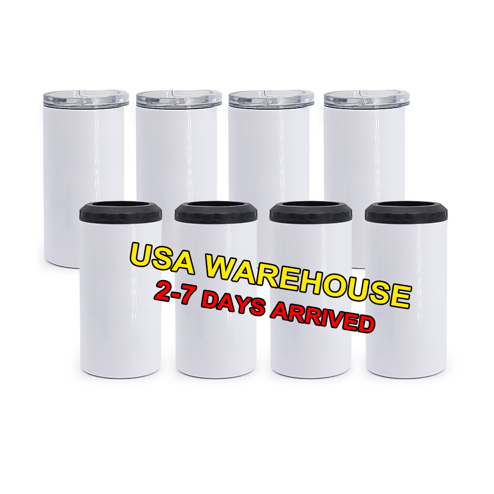 Склад в США 4 в 1 16oz узкие прямые термос из нержавеющей стали с изоляцией тонкий сублимации может кулер для хранения питьевой холодной