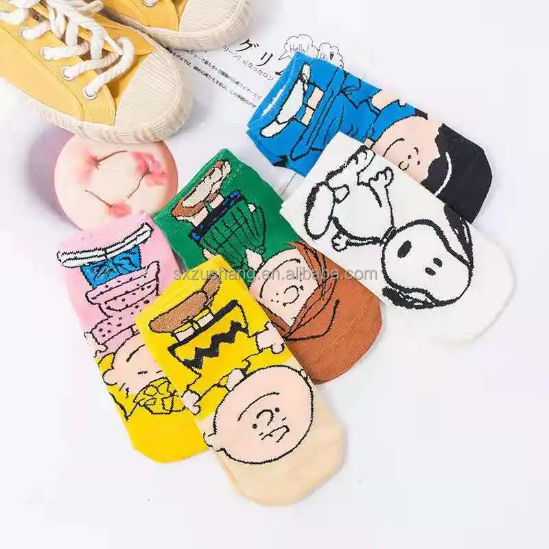 Wholesale New Women's Cotton Socks Cartoon Character Design Breathable Straight Ankle Boat Socks Cute Fashion Socks