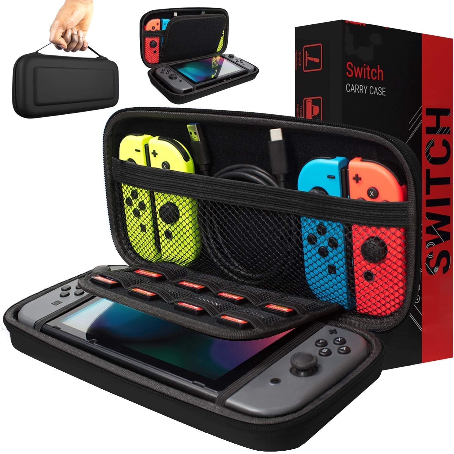 Совместим с Nintendo Switch-черный защитный жесткий портативный дорожный Чехол для переноски