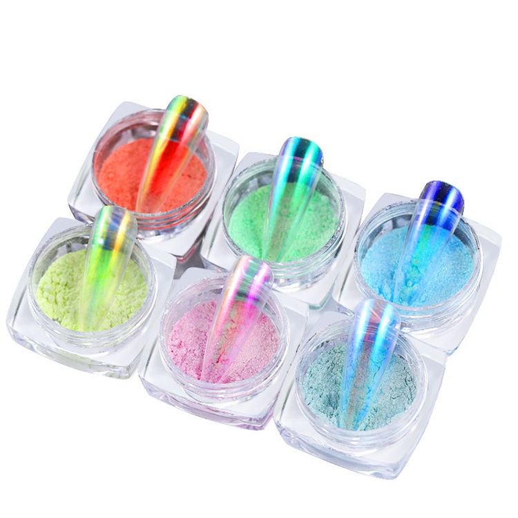 High Quality Cheapice Transparent Fashion Chameleon Nail Art Powder Gel Pigment Metallic Chrome Dust Nail