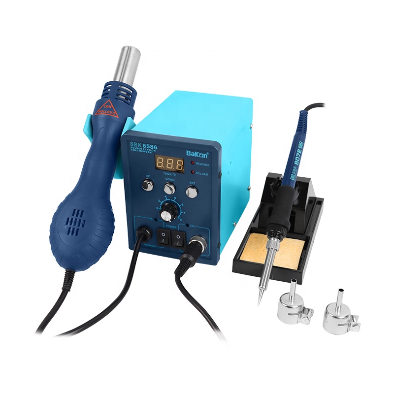Bakon SBK8586 700W Comprehensive Maintenance Hot Air Gun Soldering and Desoldering Iron Rework Station 2 in 1 Carton Box Blower
