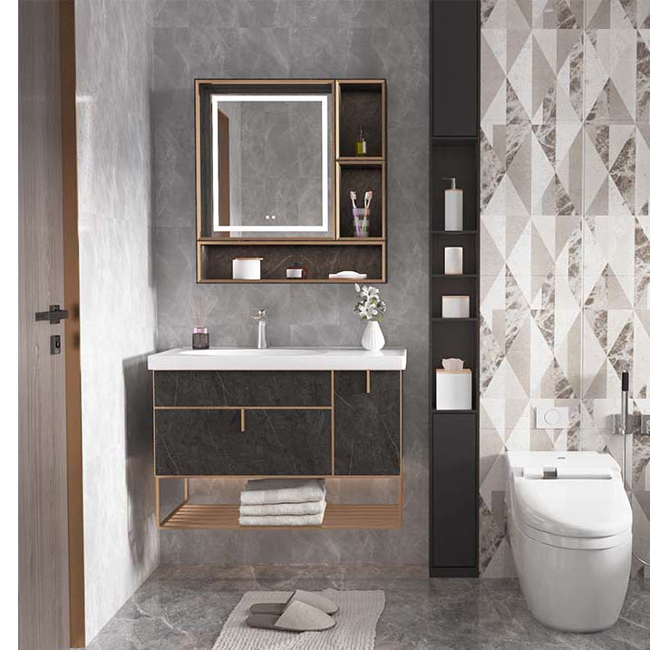 Factory Directly Modern Hotel Hanging Waterproof Mirror Wash Basin Vanity SS Bathroom Cabinet