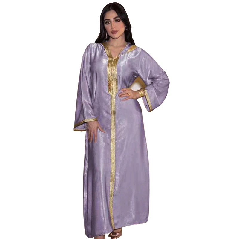 2021 Plus Size S928 Diamond-studded Muslim Middle Eastern women's belt robe abaya Turkish long Muslim dress
