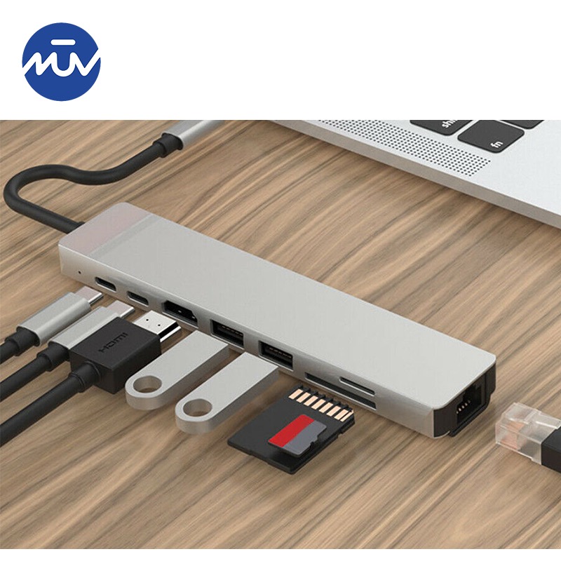 Usb type c hub 8 в 1 usb hub Многофункциональный адаптер для MacBook Pro и Type C Windows ноутбуки