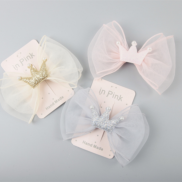 Children hairpin headdress girl princess mesh gauze crown hairpin girl hair accessories