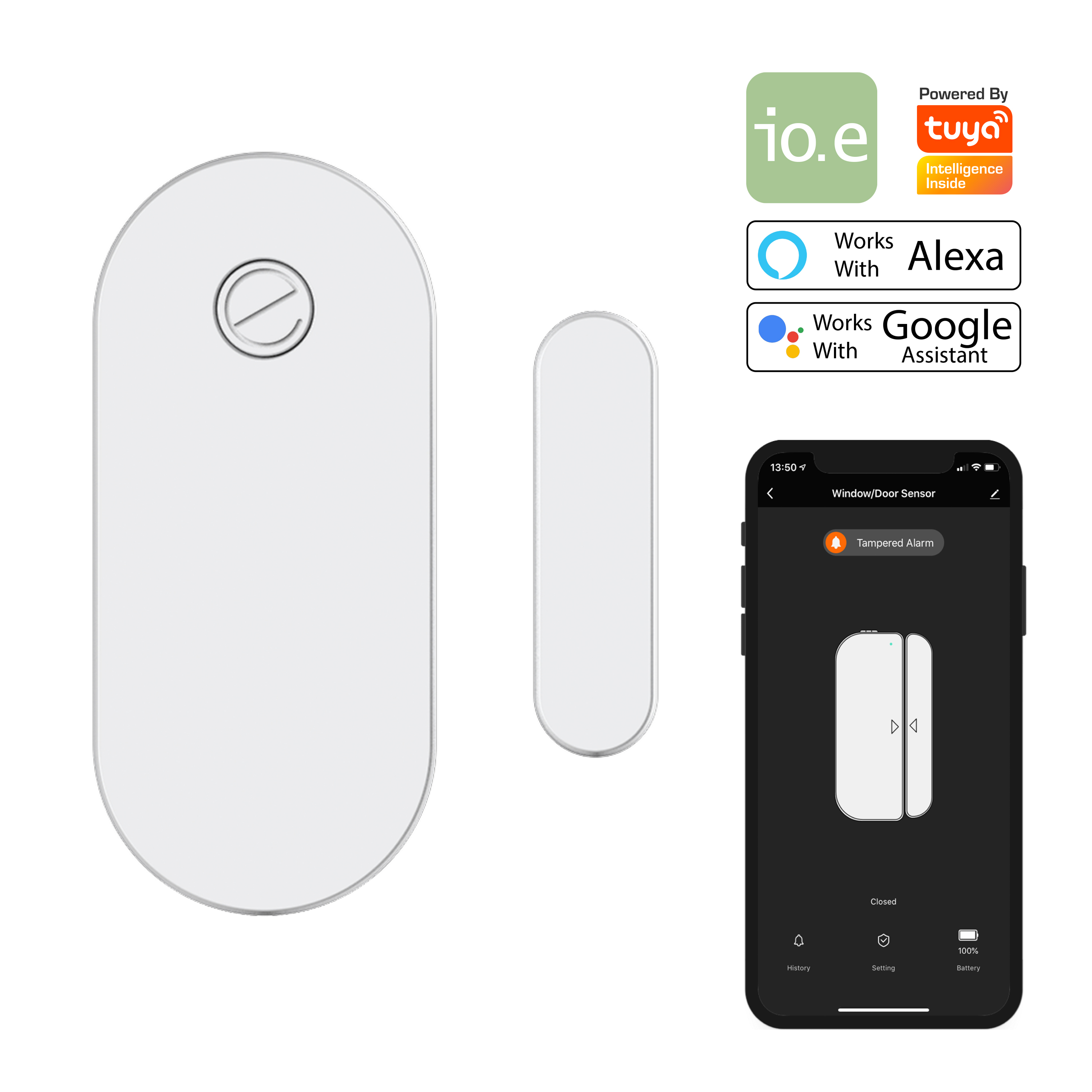 Умный Bluetooth датчик двери окна безопасности push alert Tuya Smart работает с Alexa и Google Assistant
