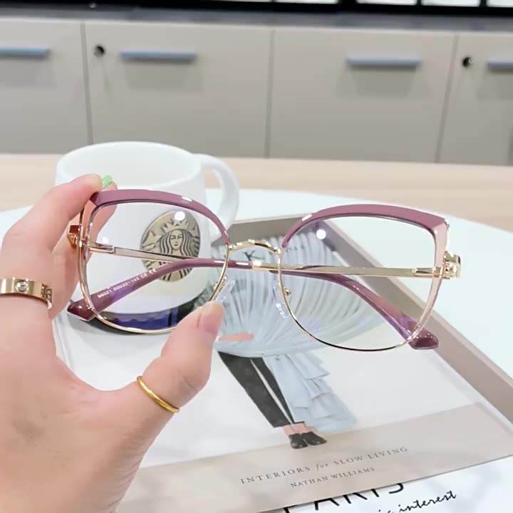 2023 New Metal Cat-eye Frame Anti-blue Light Tr90 Mirror Glasses Fashion Simple Eyeglasses Frame Eye Glasses For Woman