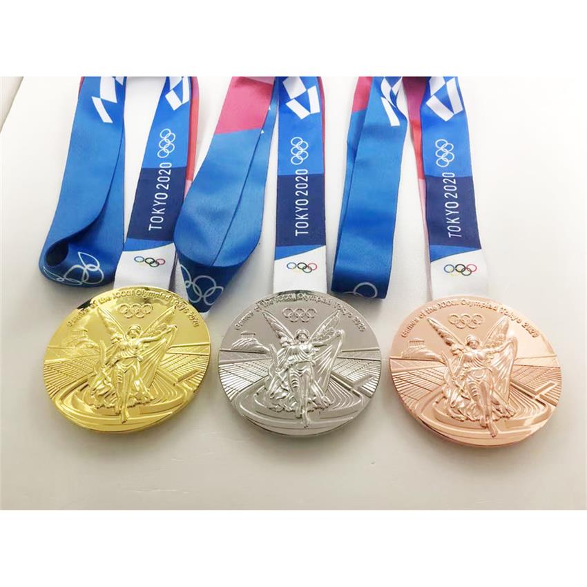 Promotion Metal 3D Medals Souvenir Gifts Gold Silver and Copp Sports Meeting Running Champion With Ribbon 2020 Tokyo Medal