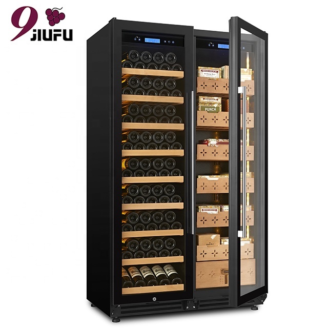 Compressor Cooling Side By Side Wine Cooler Dual Zone Electric Cabinet Humidor For Cigar And Wine