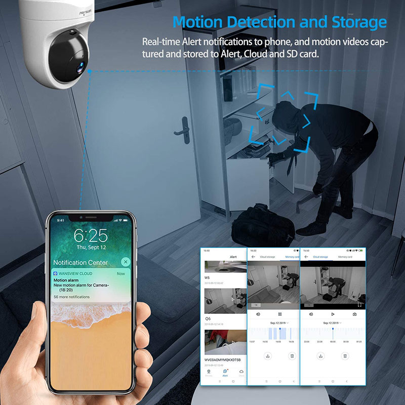 Прямая продажа с фабрики 1080P Беспроводная ip-камера PTZ wifi ip-камера двухсторонняя звуковая сигнализация обнаружения движения работает с Alexa