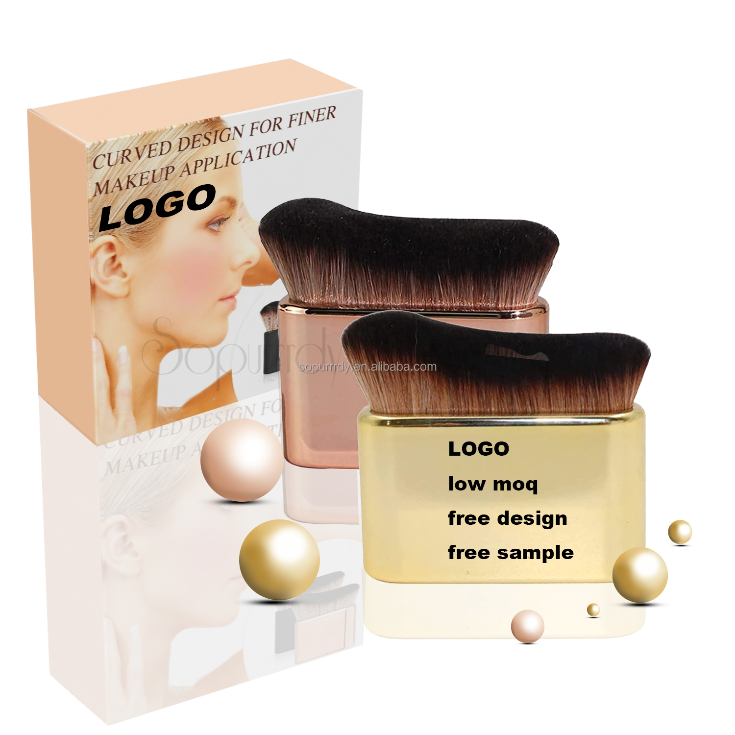 Tanning Brush Custom Logo Blend & Blur Self Tanner Rectangle Face Makeup Brush Big Single Rose Gold Foundation Kabuki Body Brush