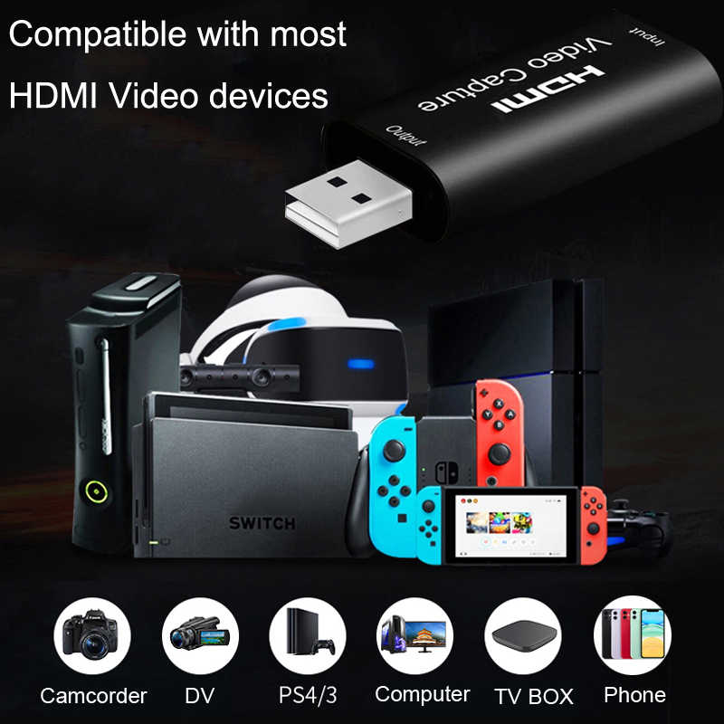 Usb-карта для захвата видео 4k, Usb 2,0 Hd mi, адаптер для записи с петлевым аудио для ПК, Youtube, Obs, прямая трансляция