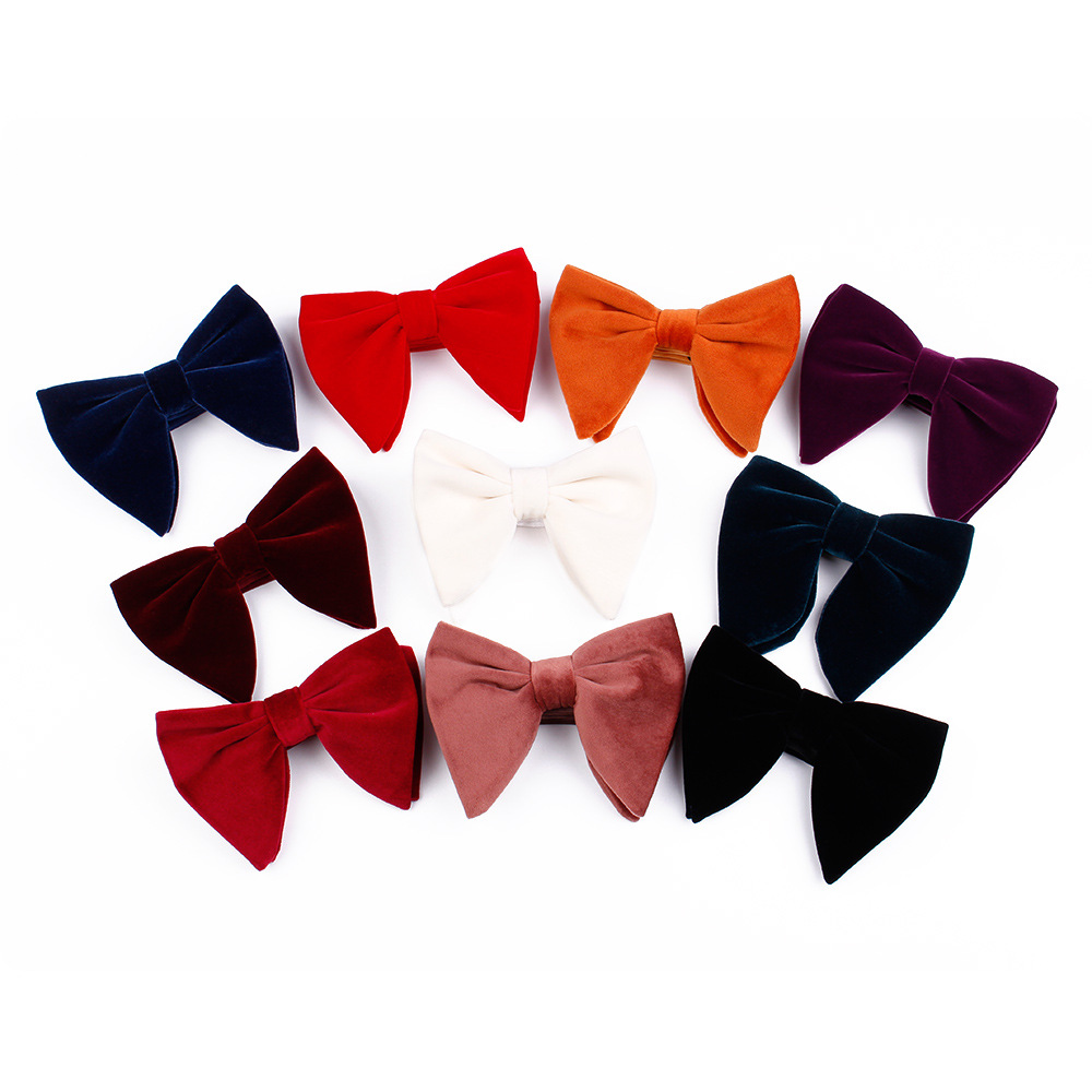 Wholesale Of New Products Shengzhou Velvet Bow Custom Solid Adjustable Bowties  Polyester Bowtie For Men