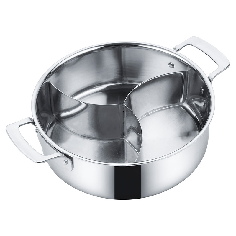 304 stainless steel Three-grid hot pot double flavor hot pot commercial restaurant cooking pot thickened induction cooker soup p