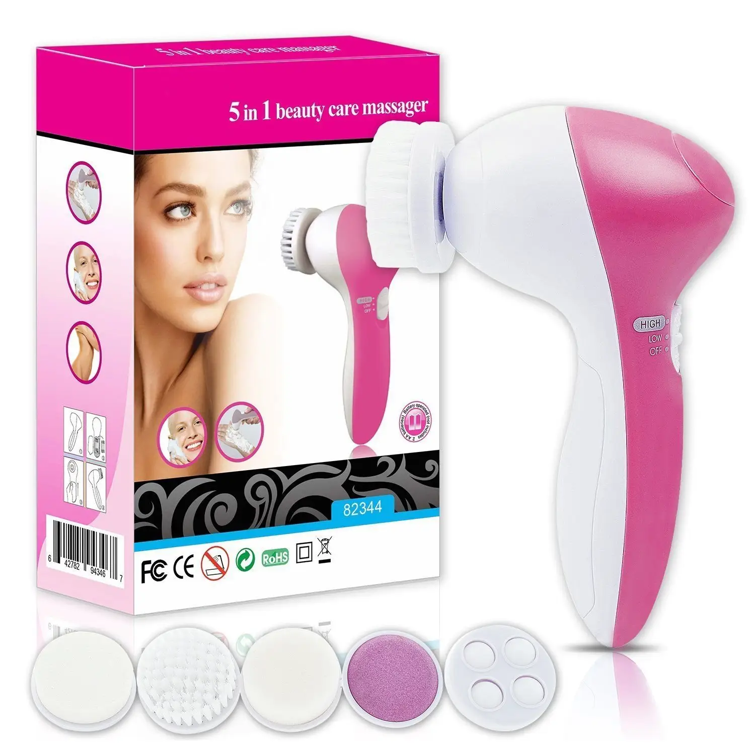 Multi-functional Electrical 5 in 1 Skin Face Deep Wash Cleanser Massager  Electric Facial Cleansing Brush