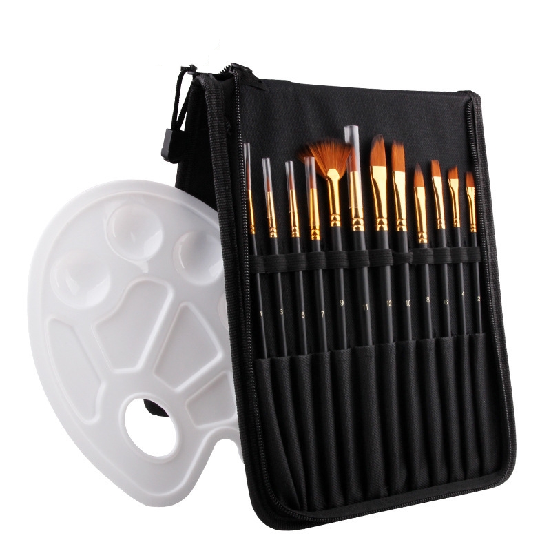 12pcs Artist Painting Brushes Paint Set Art Painting Set with Canvas Palette and Brushes