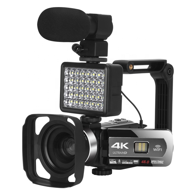 Auto Focus Function Live Streaming for Youtube Built-in Fill Light 270 Degree Rotation Touch Screen AF 4K Video Camera Camcorder