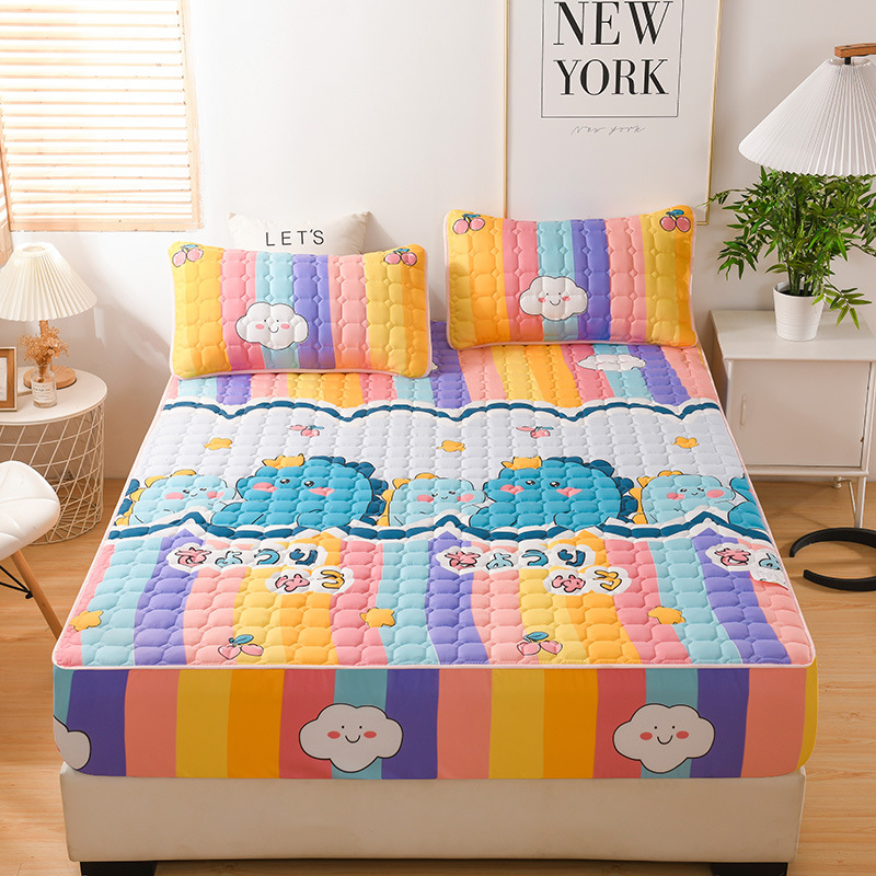Wholesale 2021 Multiple design styles Sanding Quilted Hemming bed sheet mattress cover set