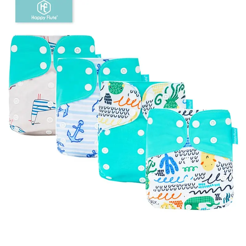 HappyFlute Green Healthy Fashion Suede Cloth Inner Baby Diapers Waterproof Ready For Ship Baby Cloth Diaper