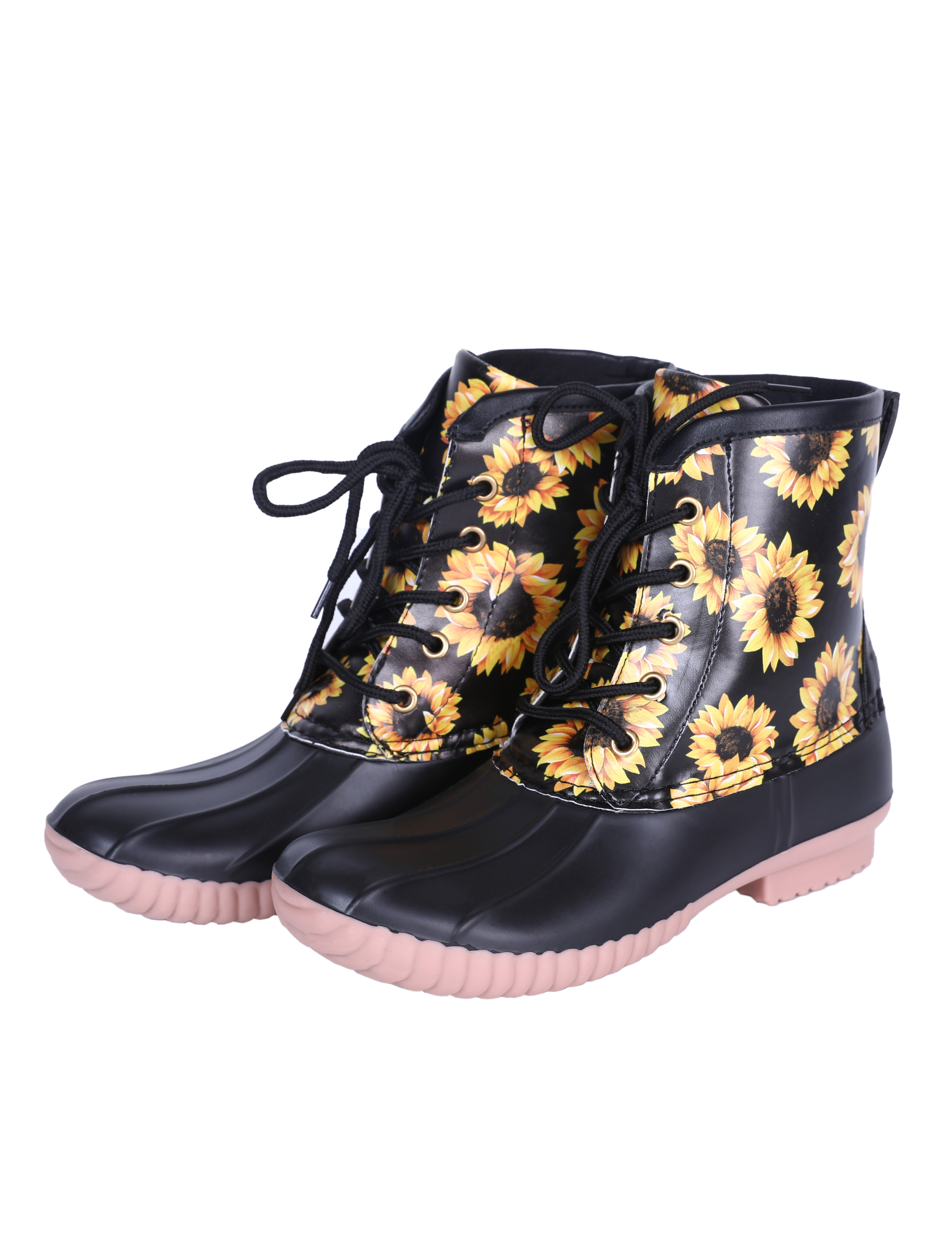 2021 Fashion Wholesale Hot Sale Monogrammed Women Waterproof Sunflower Short Duck Boots