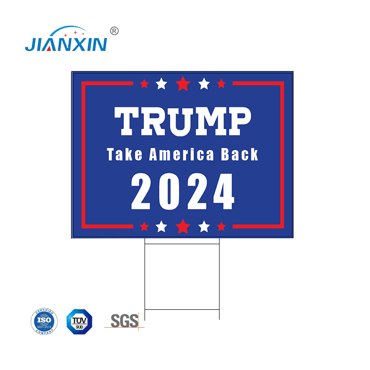 2024 гофрированный пластиковый ярдовый знак Трампа, печать букв, газон, корфлейта для внешней стойки, гофрированный пользовательский печатный лист с h-образной ставкой