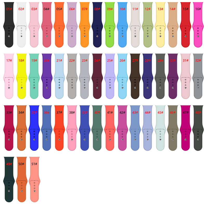 Ремешок сменный однотонный для Apple Watch Band IWatch 6/5/4/3/2/1, сменный Браслет для наручных часов, 38 мм 40 мм 42 мм 44 мм