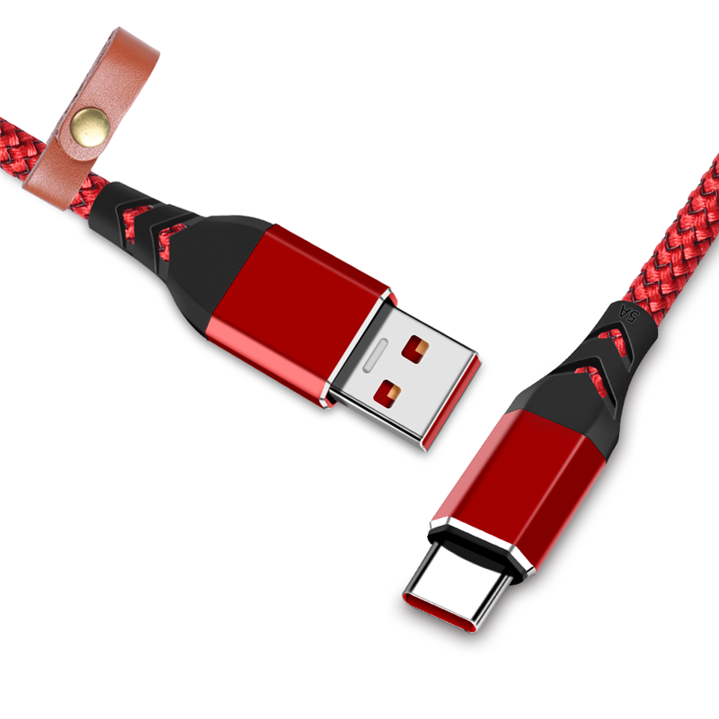 Nylon Braided 5A Type C Fast Charging Cable for Huawei Samsung Mobile Phone USB Data Cable