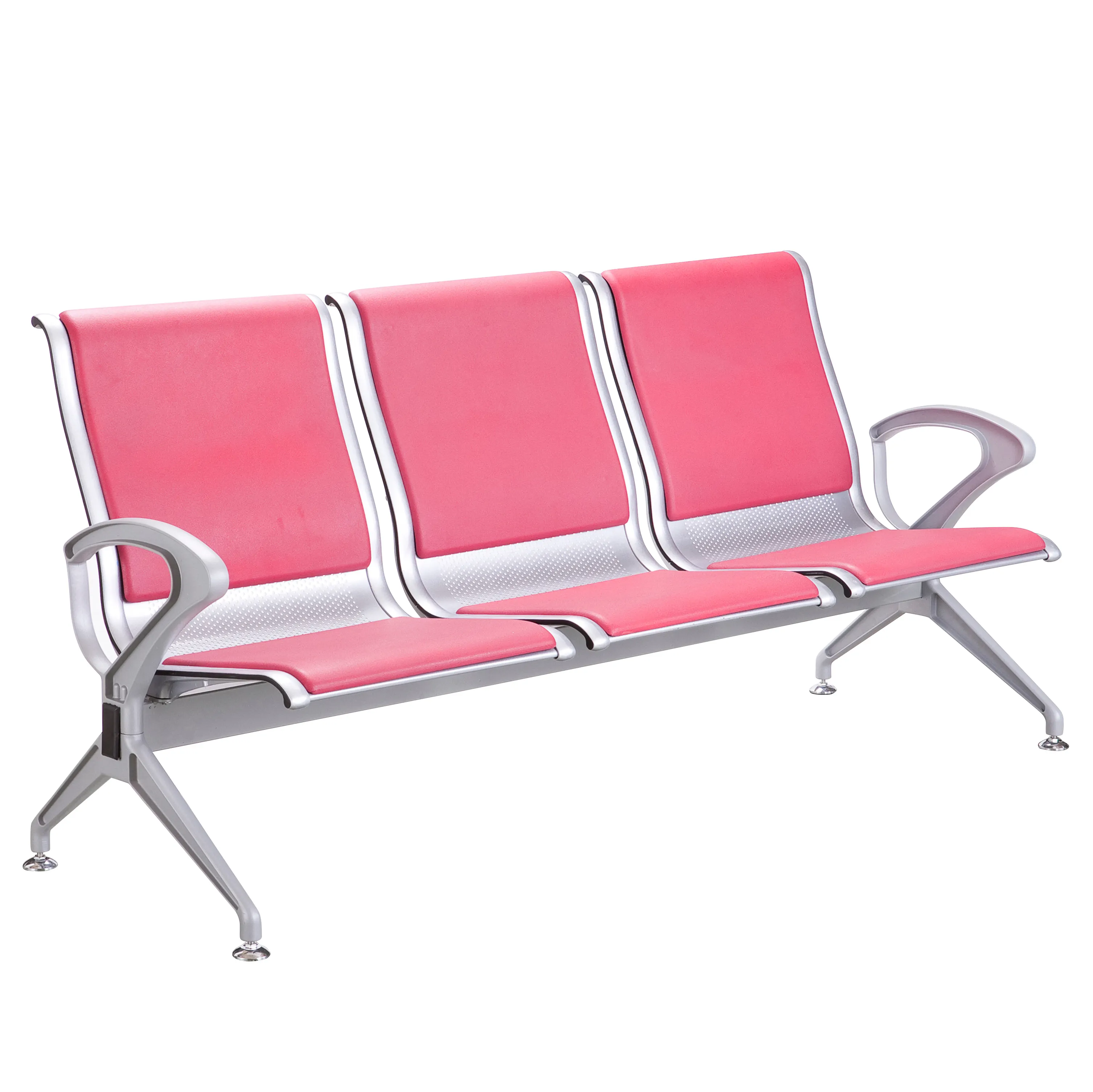 Hot Sale Tandem 3 Seat Airport Chair Public Place Moderne Hospital Clinic Waiting Room Chairs PU Pink Waiting Chairs