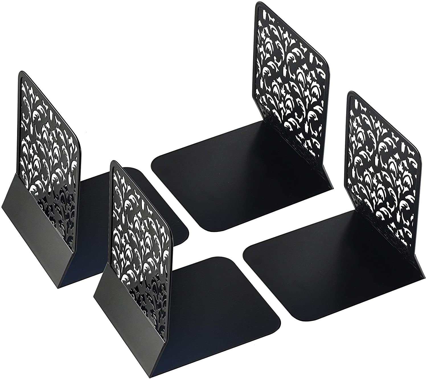 4 Pair Modern Decorative Metal Bookends Holder Student Office Book Stopper Stand