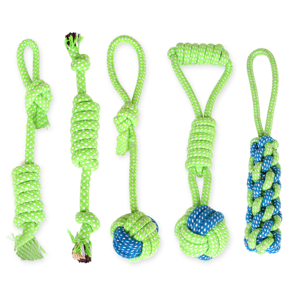 Amazon Hot Selling Pet Durable Braided Cotton Cord Rope Teething Set Knot Toy
