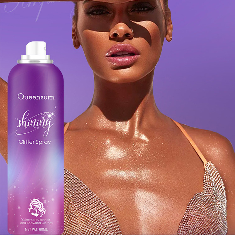 OEM Private Label Vegan Highlighter Shiny Long Lasting Face Hair Body Spray Glitter Shimmer Party Clothes Glitter Spray