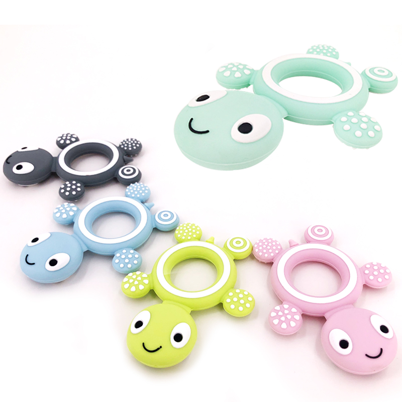 BPA Free Baby Silicone Teethers Food Grade Cute Turtle Tiny Rod Teething Necklace Baby Shower Gifts Cartoon Animals Teether