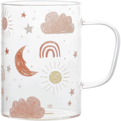 DWELLS Heat-resistant high borosilicate cute straight mug glass juice cup 450ml