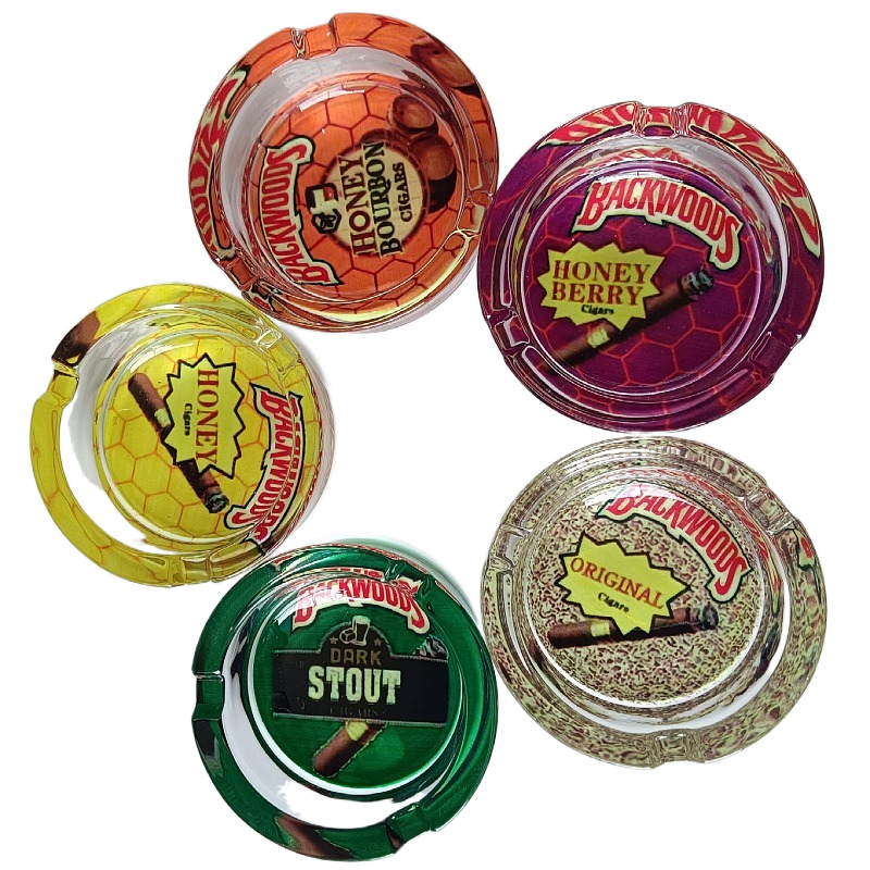Factory cookies backwoods Luminous ashtray custom carton glass ashtray round Luminous ashtray