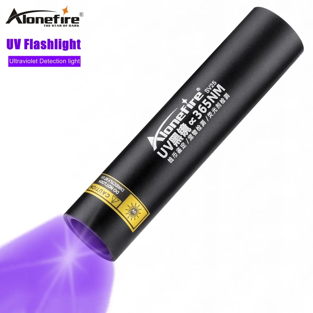 Alonefire SV25 UV 365nm Led Flashlight usb Rechargeable Ultra Violet Ultraviolet Invisible Torch for Pets Stain Hunting Marker