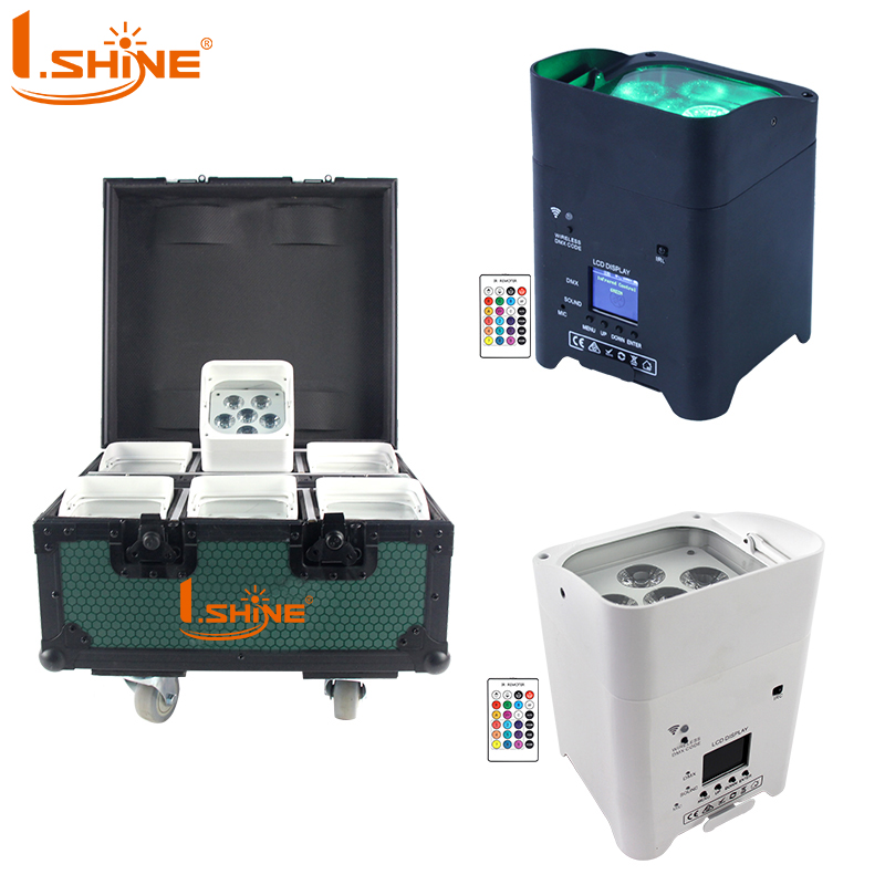 Battery Wireless Led Wedding Uplight With Flightcase 6x18w RGBWAUV 6in1 LED Par