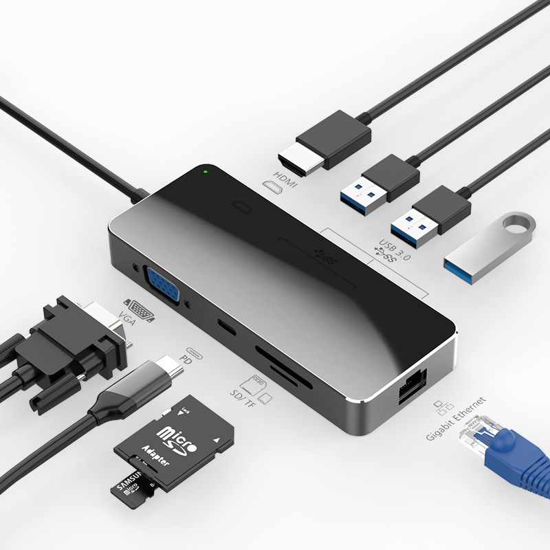 Многопортовый адаптер с низким нагревом, адаптер типа C, USB C адаптер для ноутбуков Mac OS Windows Linux